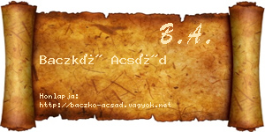 Baczkó Acsád névjegykártya